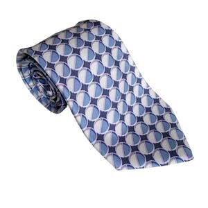 Emanuel Ungaro Vintage 90s Blue Circle Print Silk Tie